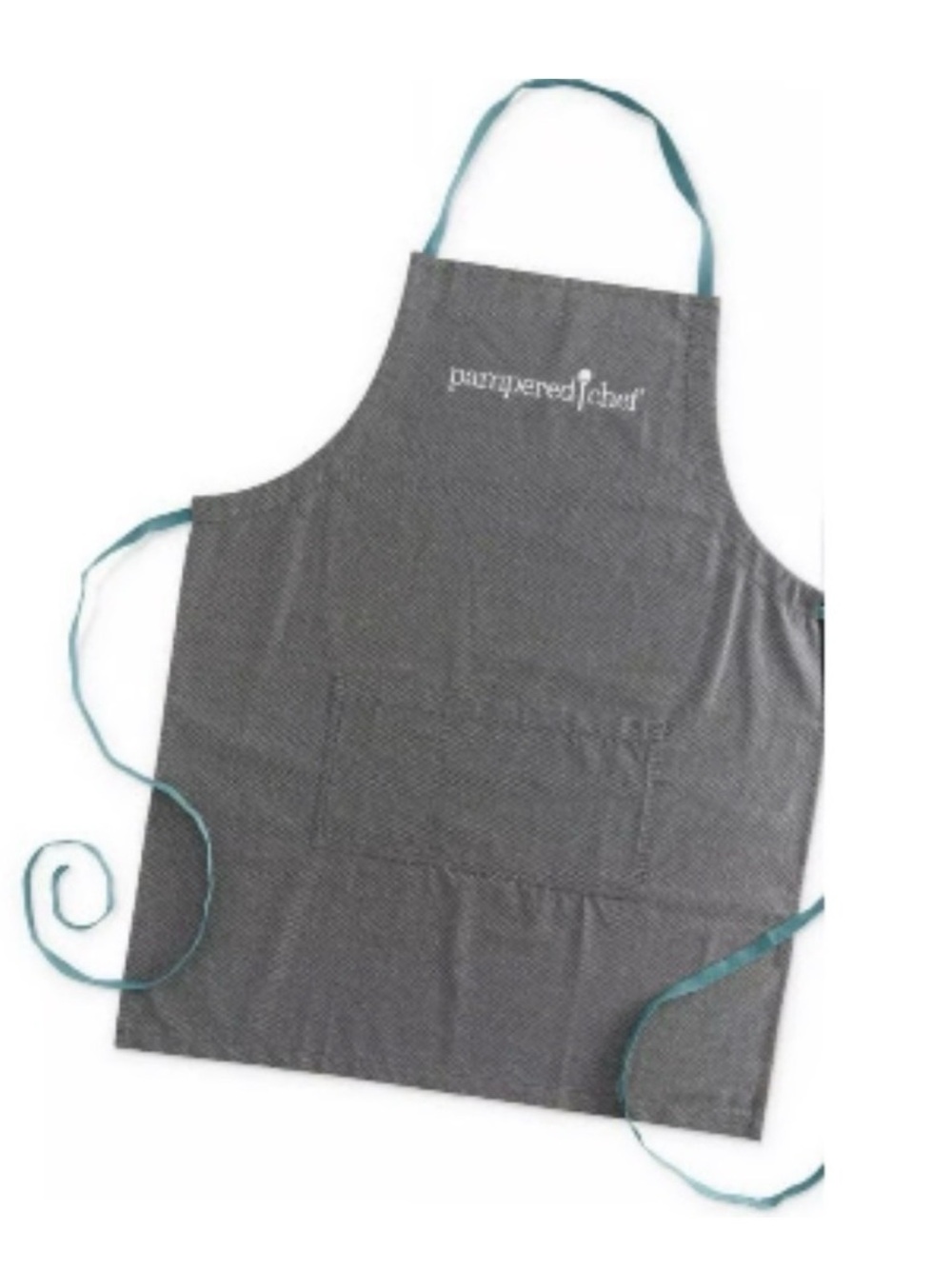 Pampered Chef Gray Apron with Teal Ties